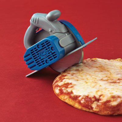 a pizza cutter designed to look like a circular saw