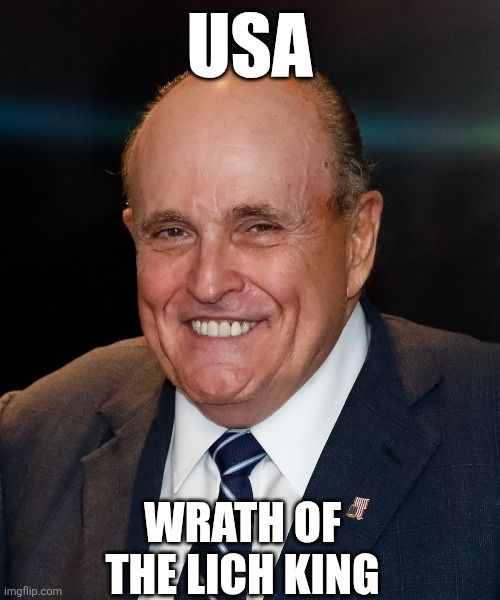 Bild von Rudy Giuliani, lächelnd, mit der Caption: USA - Wrath of the Lich King