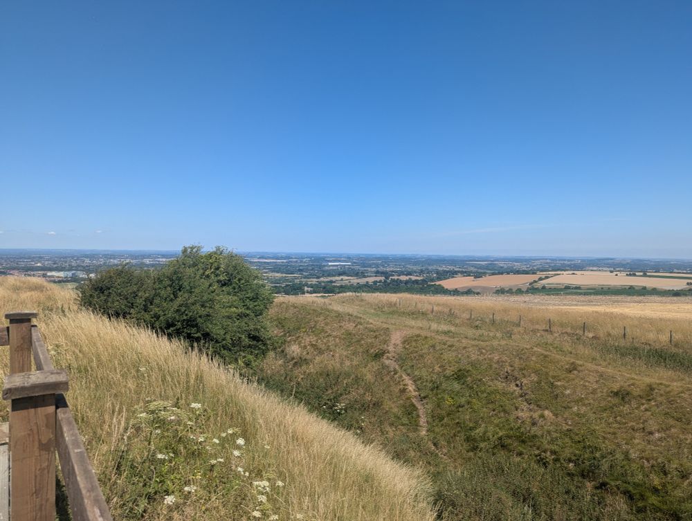 View of Liddington Castle Iron Age Hillfort in N Wiltshire, July 13th 2025