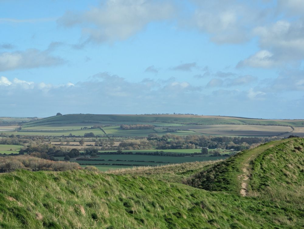 Liddington Castle photographed from Barbury Castle, N Wiltshire, 1st Nov 2025