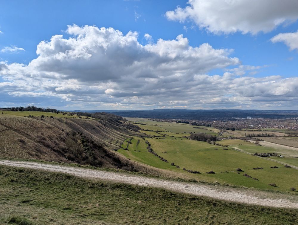 Sunny view across Bratton Camp Hillfort NR Westbury, Wiltshire 15/03/25
