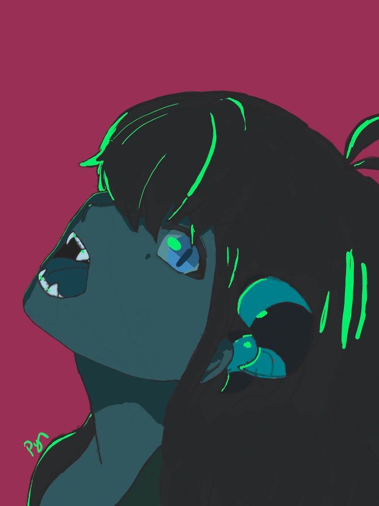 my oc Ponzu in the dandadan op artstyle