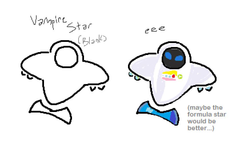 a Vampire Star (Kirby Air Riders) made to look like Eva from Wall-e . eva? eve? google says eve but i always hear the little guy say eva.