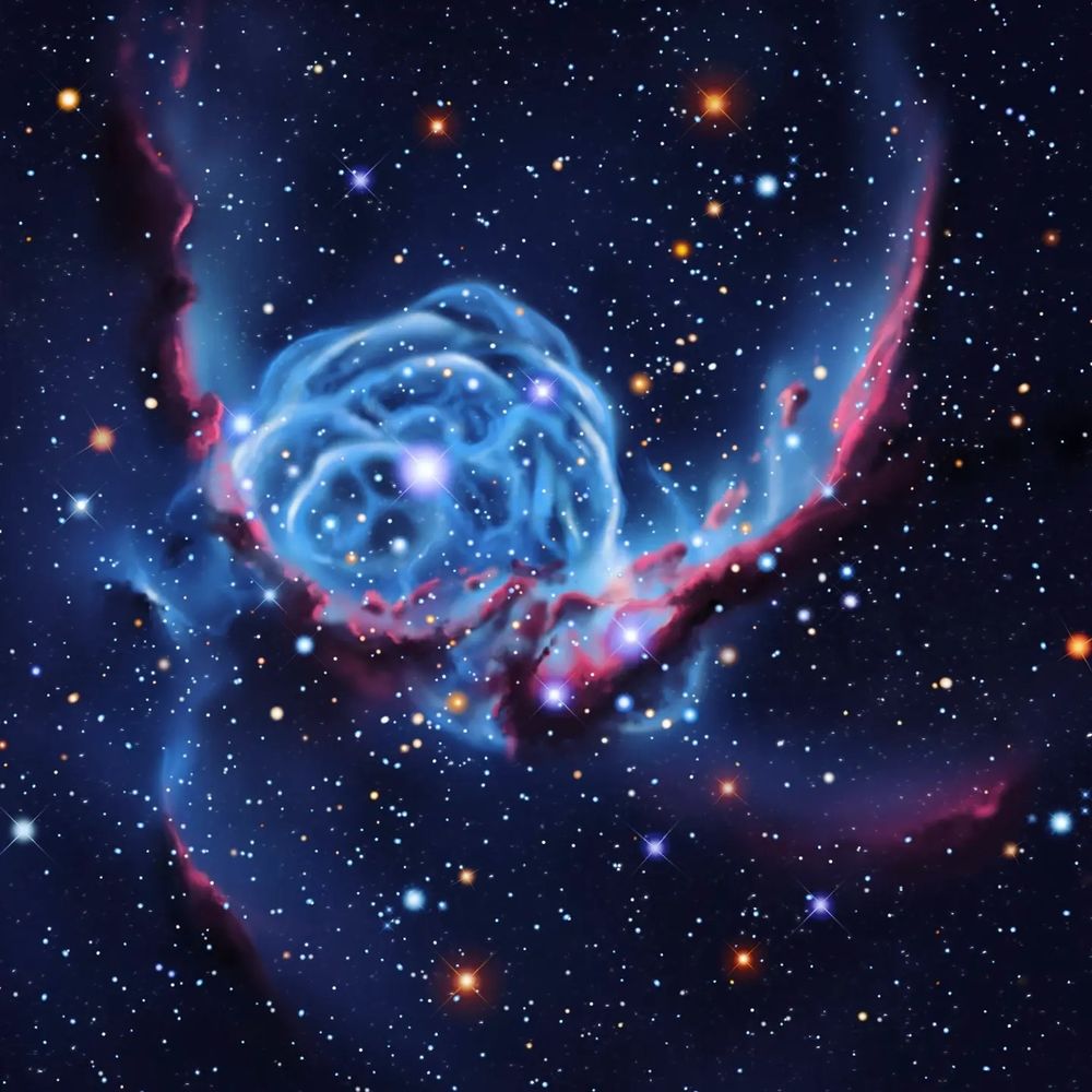 A digital painting of Thor's Helmet, a nebula shaped like... Thor's helmet.