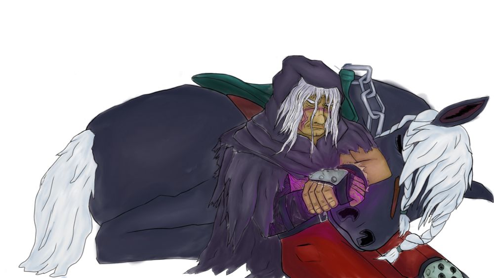 M bison resting with horse