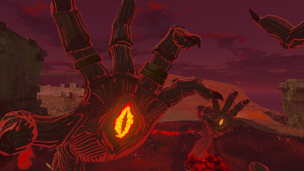 An extreme close-up of one Gloom Hand, with another one a bit behind it and to the right, while the finger of a third Hand shows up from out of frame.