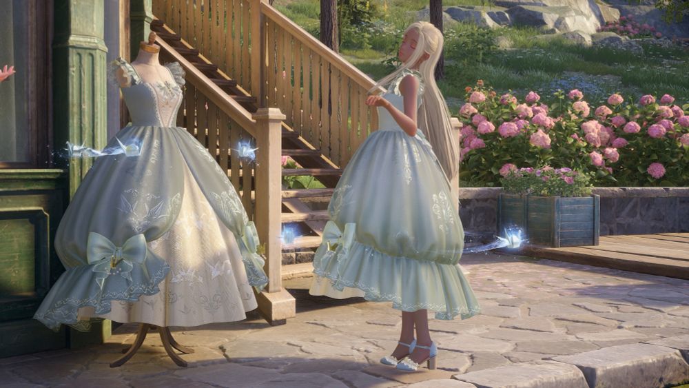 A screen grab from Infinity Nikki of Nikki dressed in a Cinderella-inspired gown.