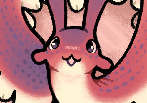 A close up of an illustration of a curious velvet worm!