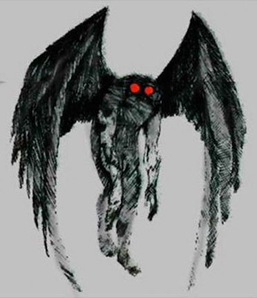 A drawing of famous cryptid and bridge guardian, mothman