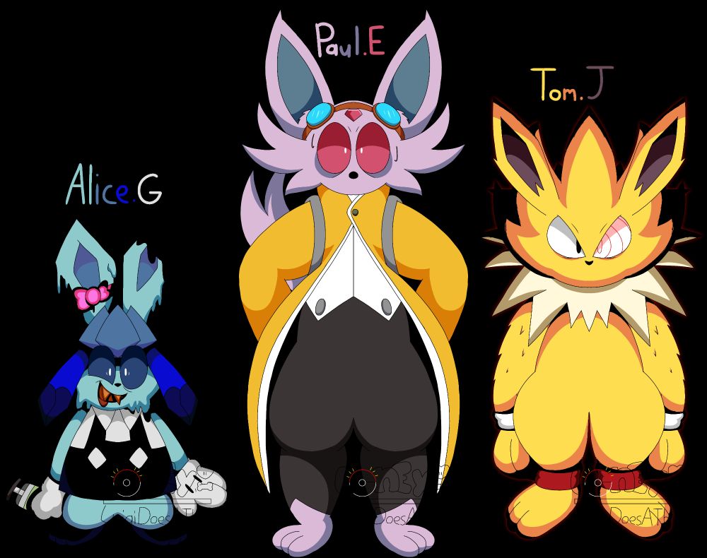 Another batch of Devi-lutions
This time we have Alice, Paul, And Tom
Alice - A Abuser of a glowing green Substance..And as well as currently melting as well
Paul - The Eggman outta the group
Tom - A nice call to Fleetway Super Sonic
