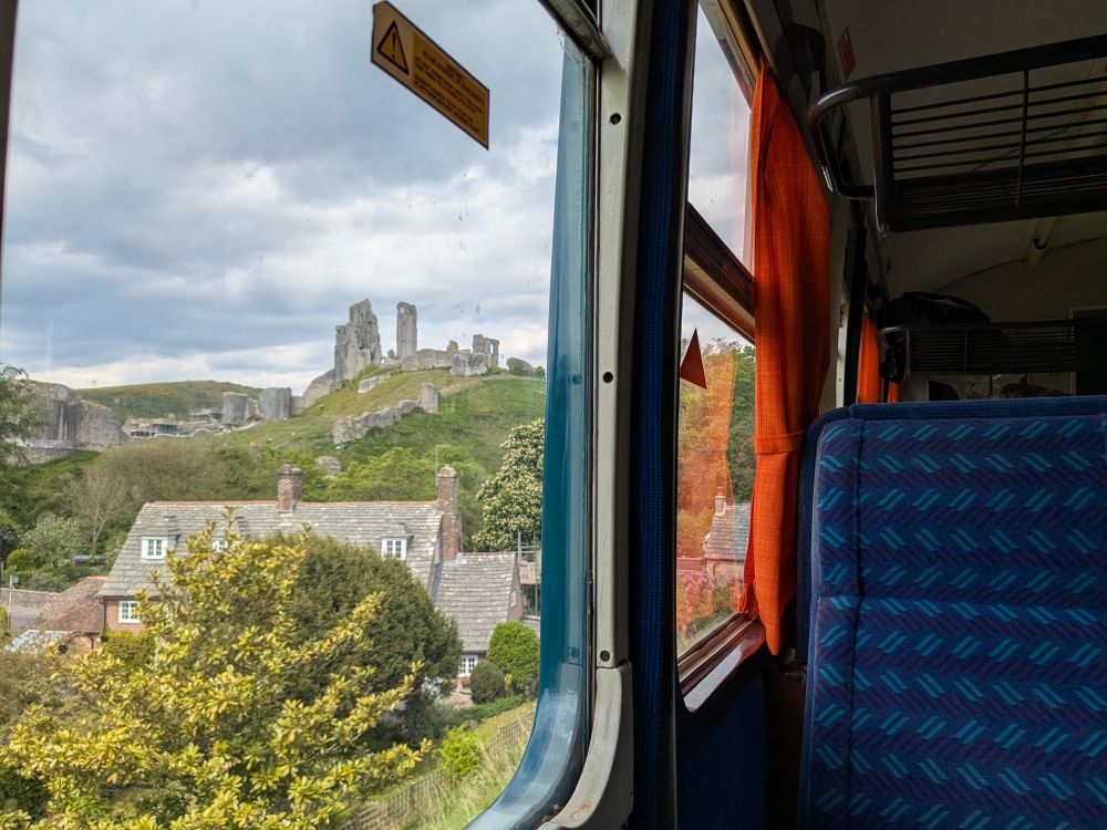 Inside a 4VEP with a view of Corfe Castle