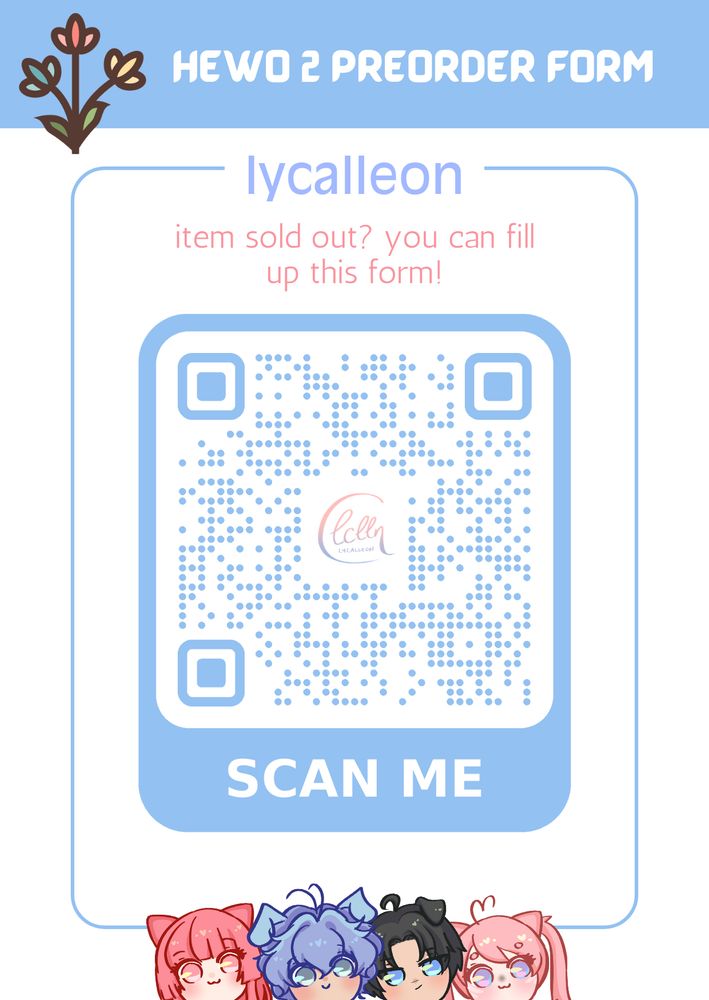 QR code leading to a Google Form for preorders of my merch from #HeWo2FL