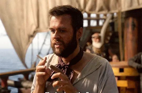 S2 Lucius smoking a roll-up, possibly in 2x5 but I cba to check. He is looking jittery and I would be unsurprised to learn he was plotting against Ed. 