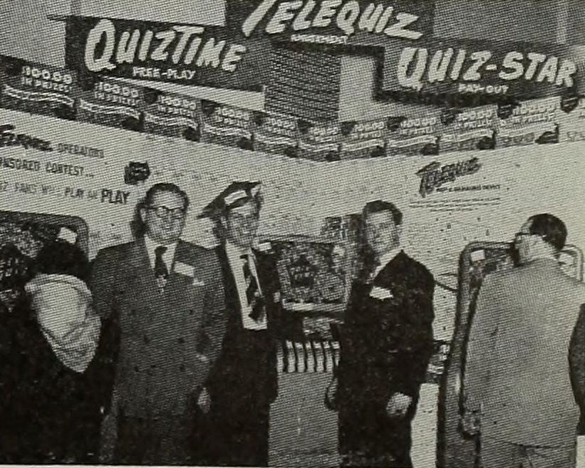 1949-02-05 Cash Box pg 21. Telequiz's reintroduction at the 1949 CMI show.