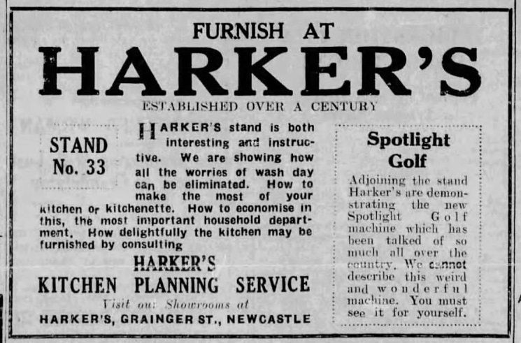 1936-11-03 Evening Chronicle pg 10. An advertisement for a location with Spotlight Golf.