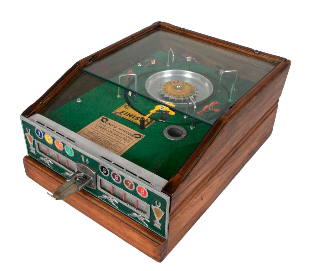 Ad-Lee Novelty's countertop betting game, King's Horses.

https://auctions.morphyauctions.com/lot-247567.aspx