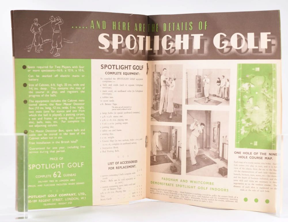 Main page of the Spotlight Golf brochure produced by the Spotlight Golf Company.