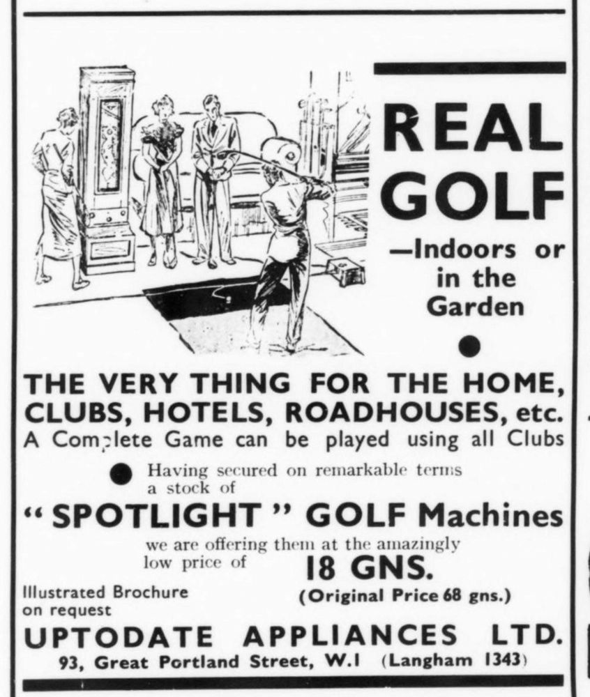 1938-12-03 Country Life pg lv. A late period ad for Spotlight Golf.