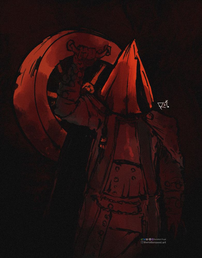 Fanart of Alfred, Hunter of Vilebloods from Bloodborne hoisting his giant wheel weapon after laying waste to Cainhurst Castle.
#DerelictFruit