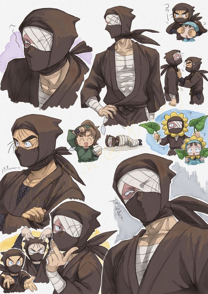 雑渡昆奈門、山本陣内、善法寺伊作、鶴町伏木蔵、高坂陣内左衛門、諸泉尊奈門のイラスト