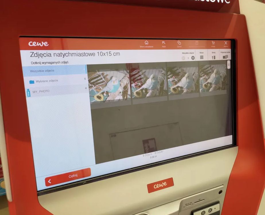Printing machine reading and displaying photos from the floppy disk