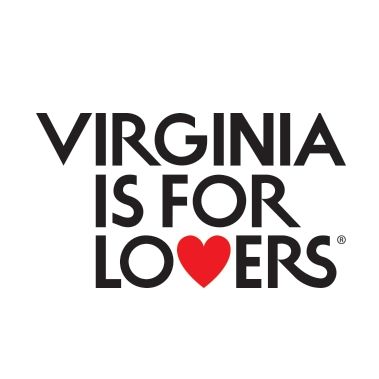 Text says "Virginia is for lovers" with a red heart instead of the V in the word Lovers.