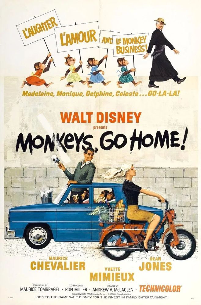 Poster for the 1967 Disney film 'Monkeys, Go Home!'