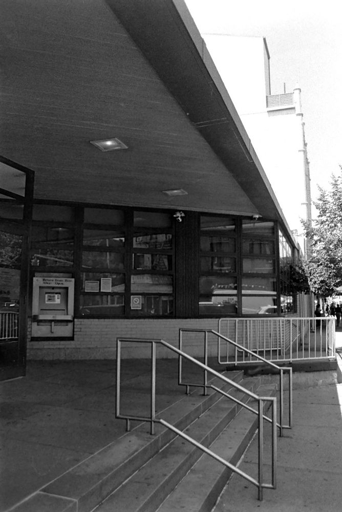 The stairs leading into a queens library