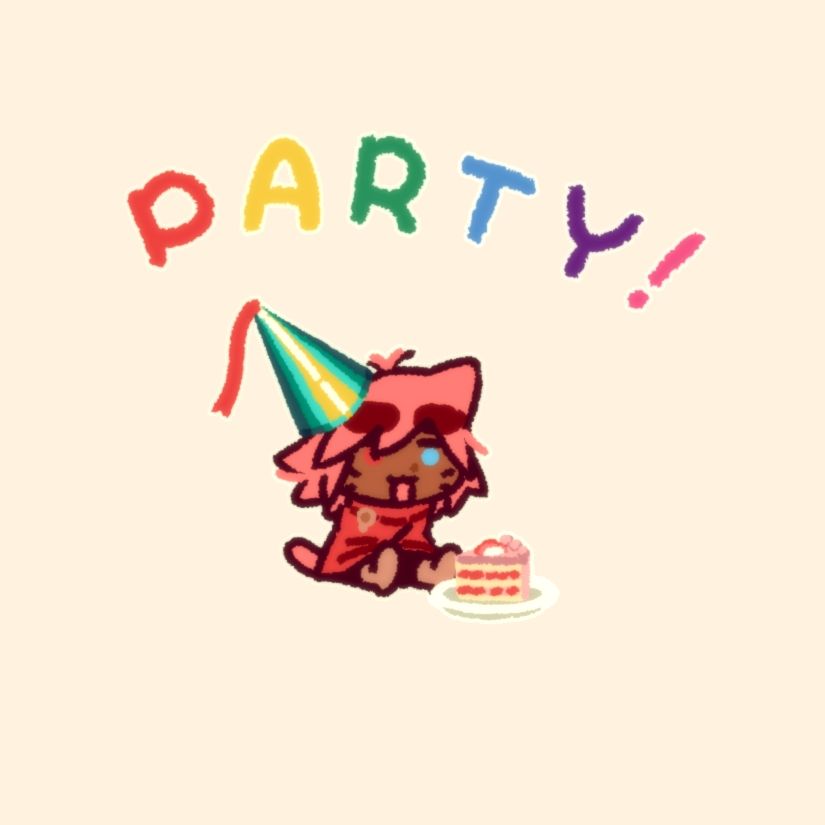 stupid pink cat with a yummy slice of cake