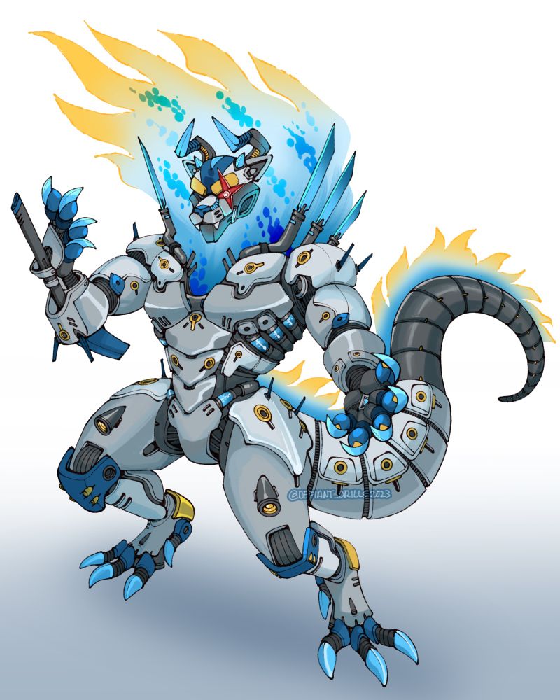 The balor from Lancer but if it was a final fantasy behemoth and also white/blue 