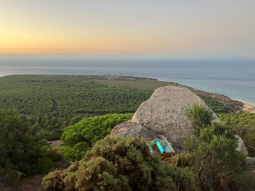 This is usually the best trap at this site - and what a location!? - moth-trapping at Bolonia, Tarifa, Cadiz Province, Andalucia, Spain on the 14th of September 2025.