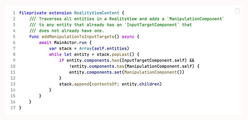 The code snippet from the lab article