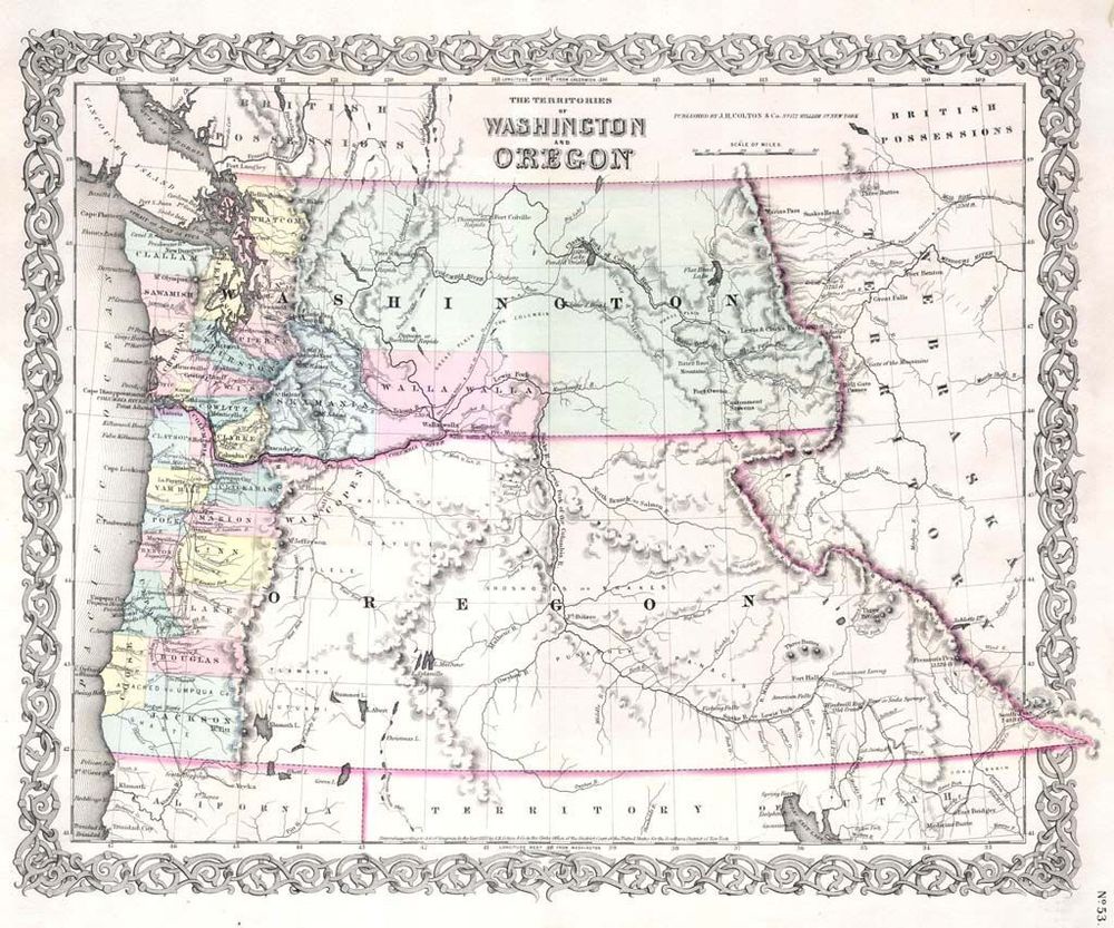 Washington and Oregon territories, 1853 