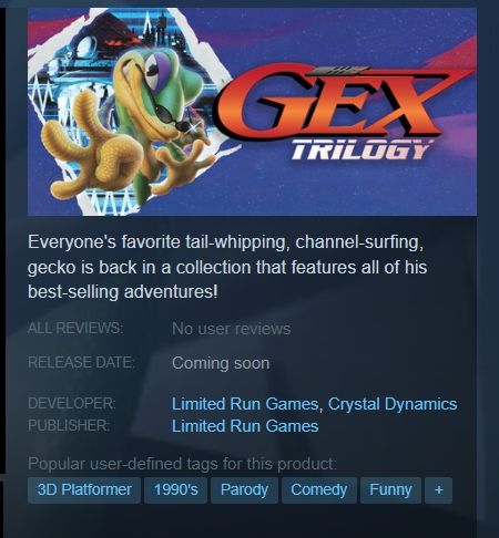 the steam page for gex trilogy