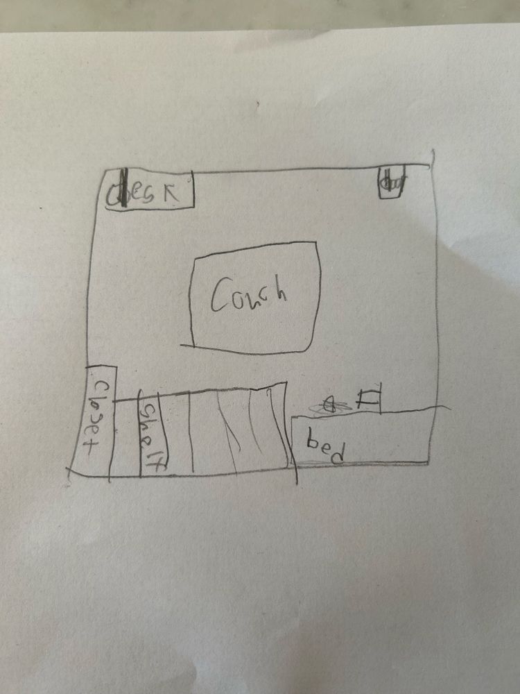Kids drawing of a room floor plan 