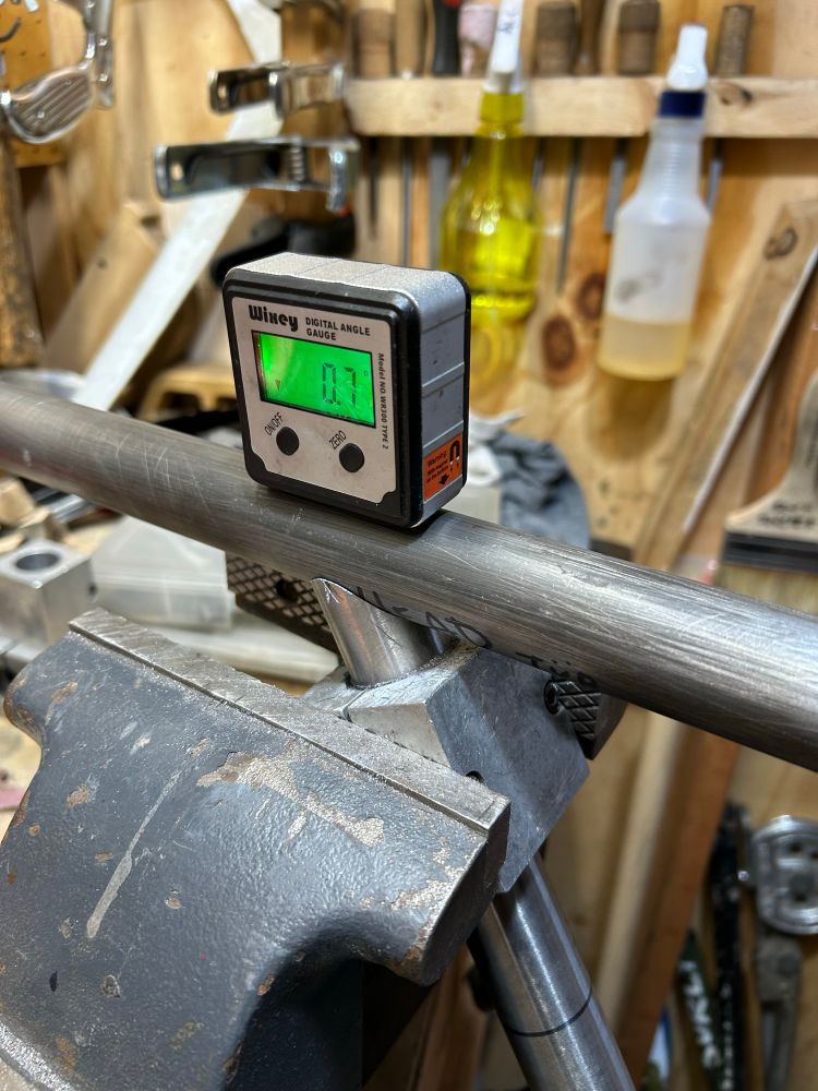 An angle gauge on a tube