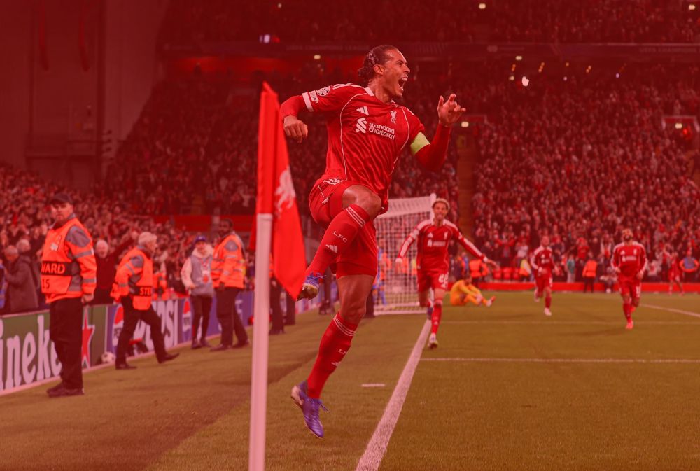 Van Dijk celebrating winner vs Atletico