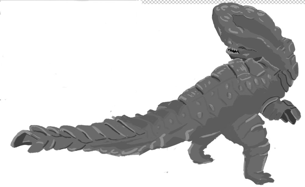 Sketch em preto e branco do monstro barroth do jogo monster hunter