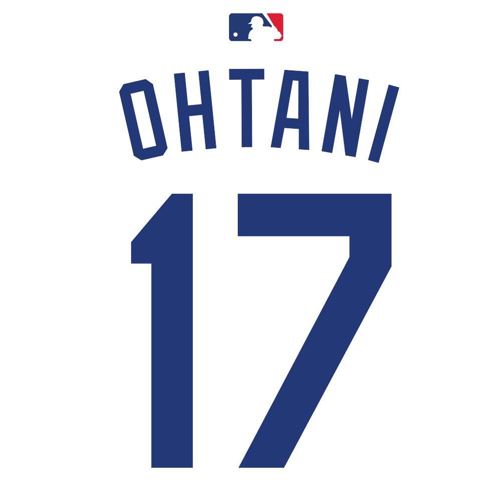 A white Los Angeles Dodgers home jersey, name "OHTANI", number 17.