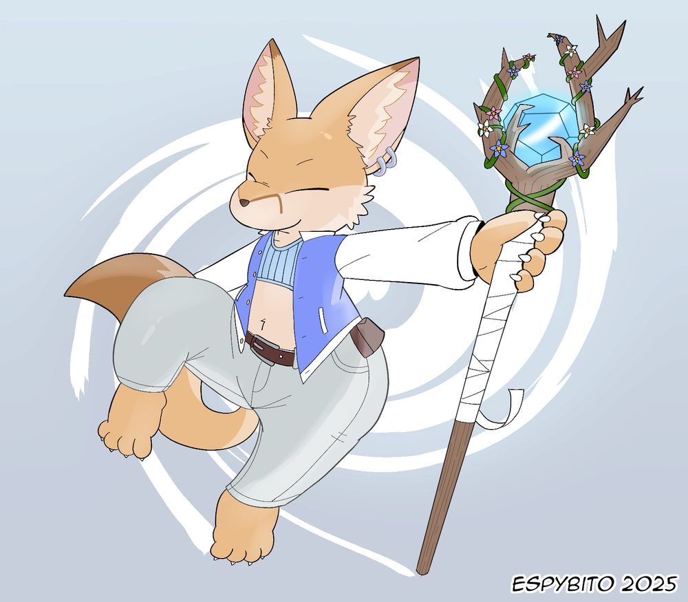 Fennec fox with a staff