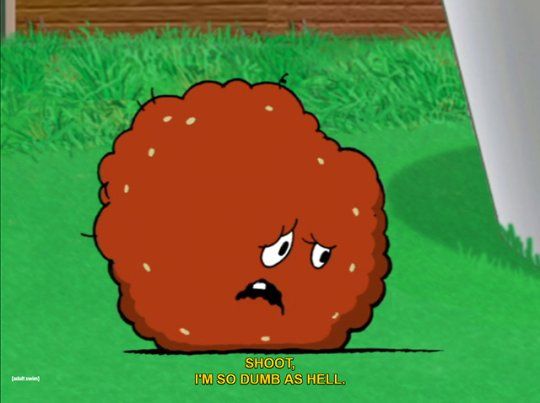 meatwad from aqua teen hunger force: shoot, i'm so dumb as hell.