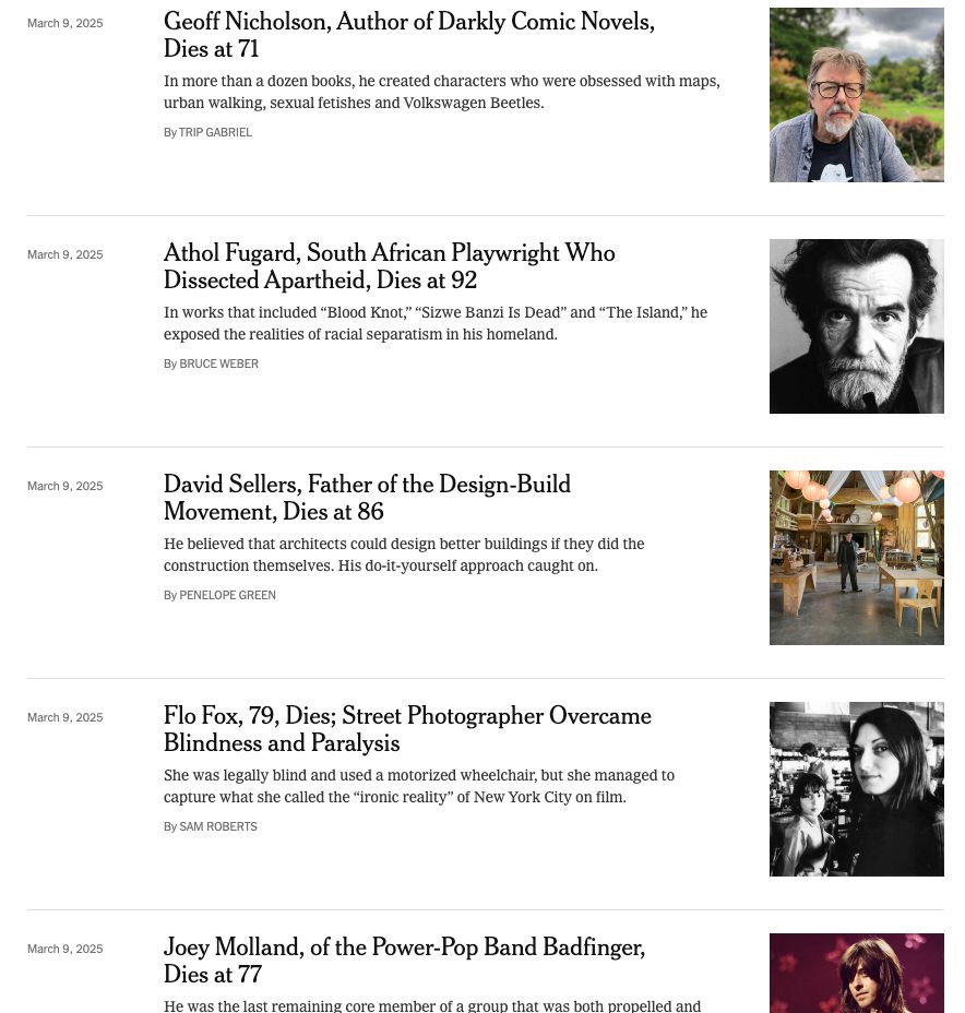 It's a bunch of obituaries.