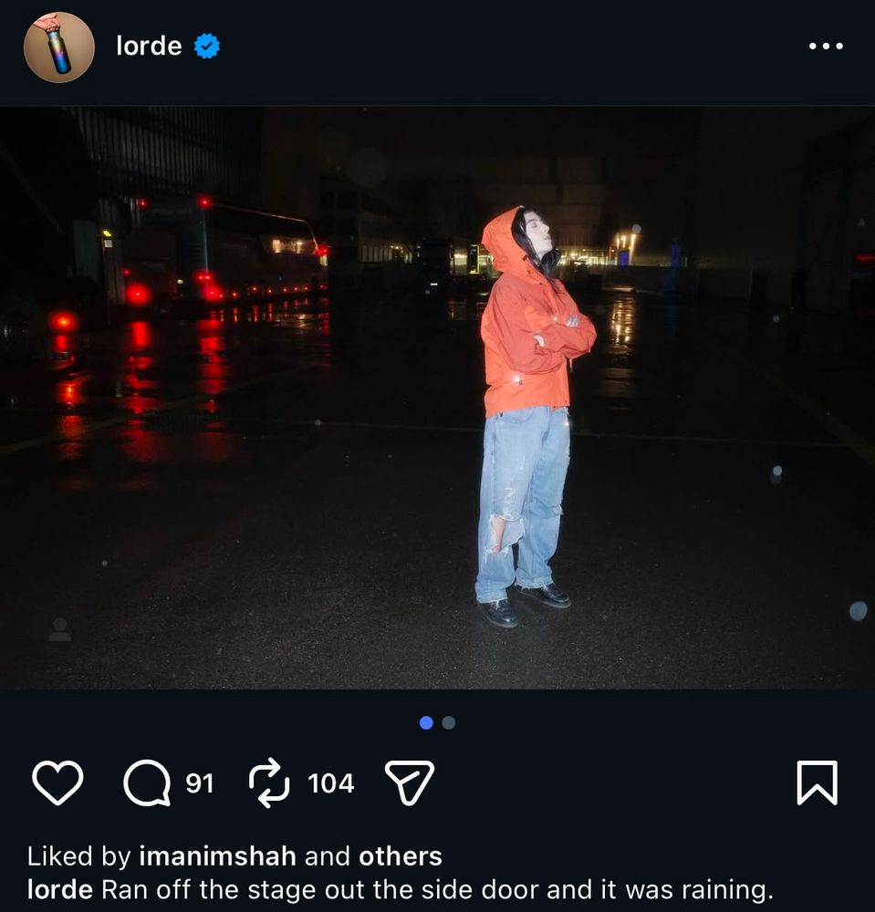 lord instagram post
Ran off the stage out the side door and it was raining.