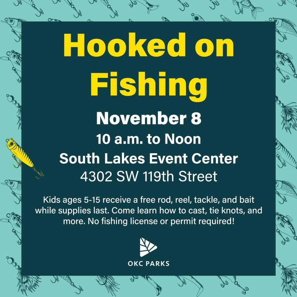Hooked on Fishing event on November 8 from 10 a.m. to noon at South Lakes Event Center with free fishing gear for kids ages 5-15, no license needed.