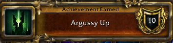 An achievement in World of Warcraft titled "Argussy Up"