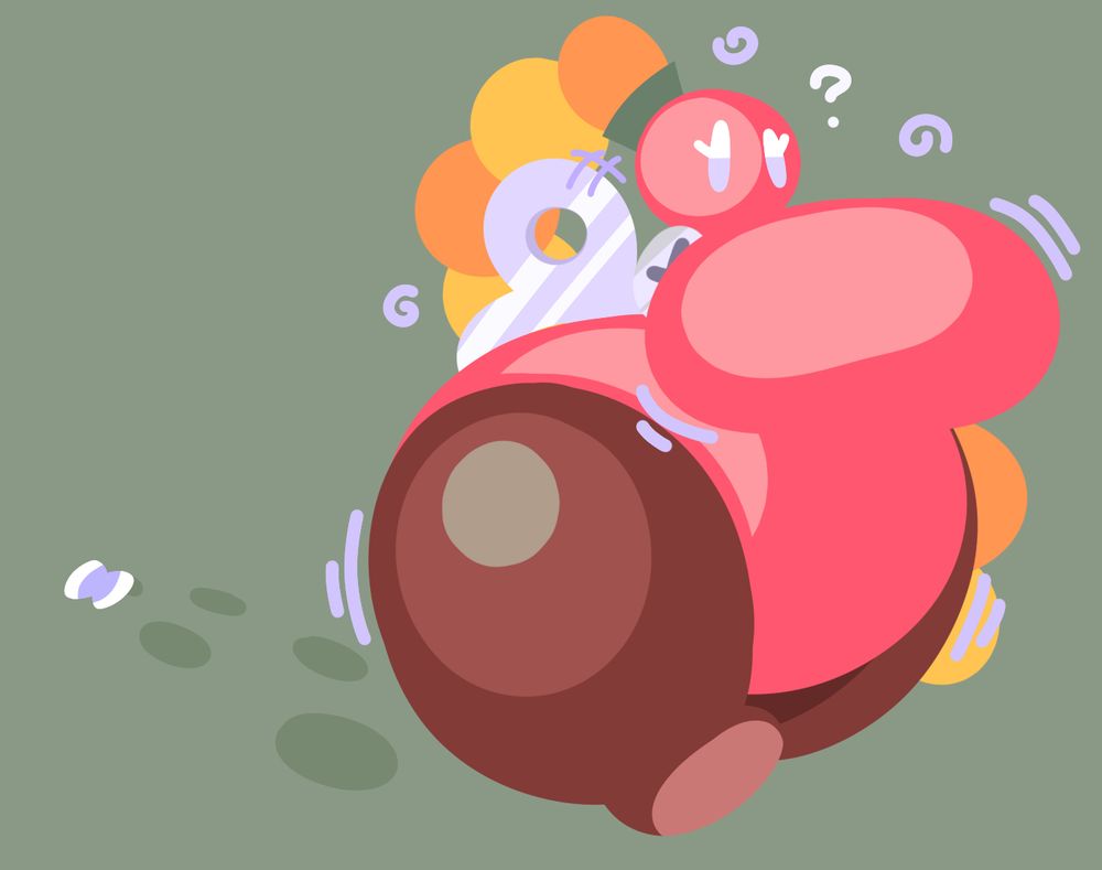 A very shaped anthro Bob-omb with a braided rope and some clear hints of blue. A white-blue bow can be seen at the start of the footprints.