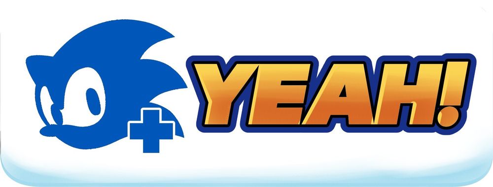 Sonic the hedgehog logo with the iconic text font that says "yeah!"