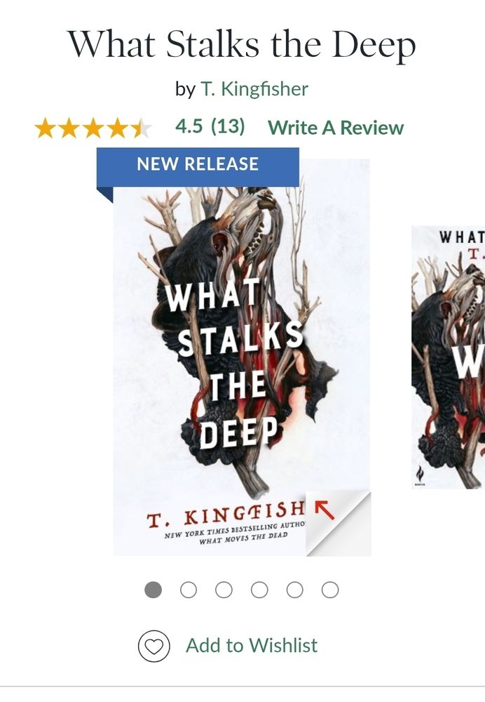 A screenshot of T. Kingfisher's "What stalks the deep" from the Barnes and Noble website