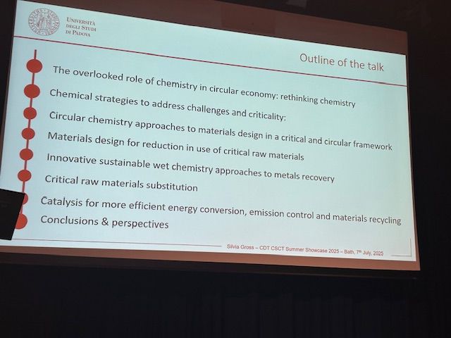 A slide from Prof Silvia Gross' presentation discussing the overlooked role of chemistry in a circular economy.