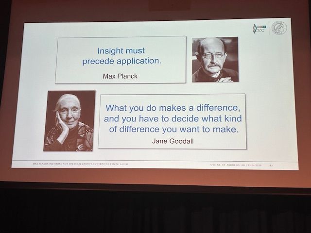 Slide showing two quotes: Max Planck: "Insight must precede application." Jane Goodall: "What you do makes a difference, and you have to decide what kind of difference you want to make."
